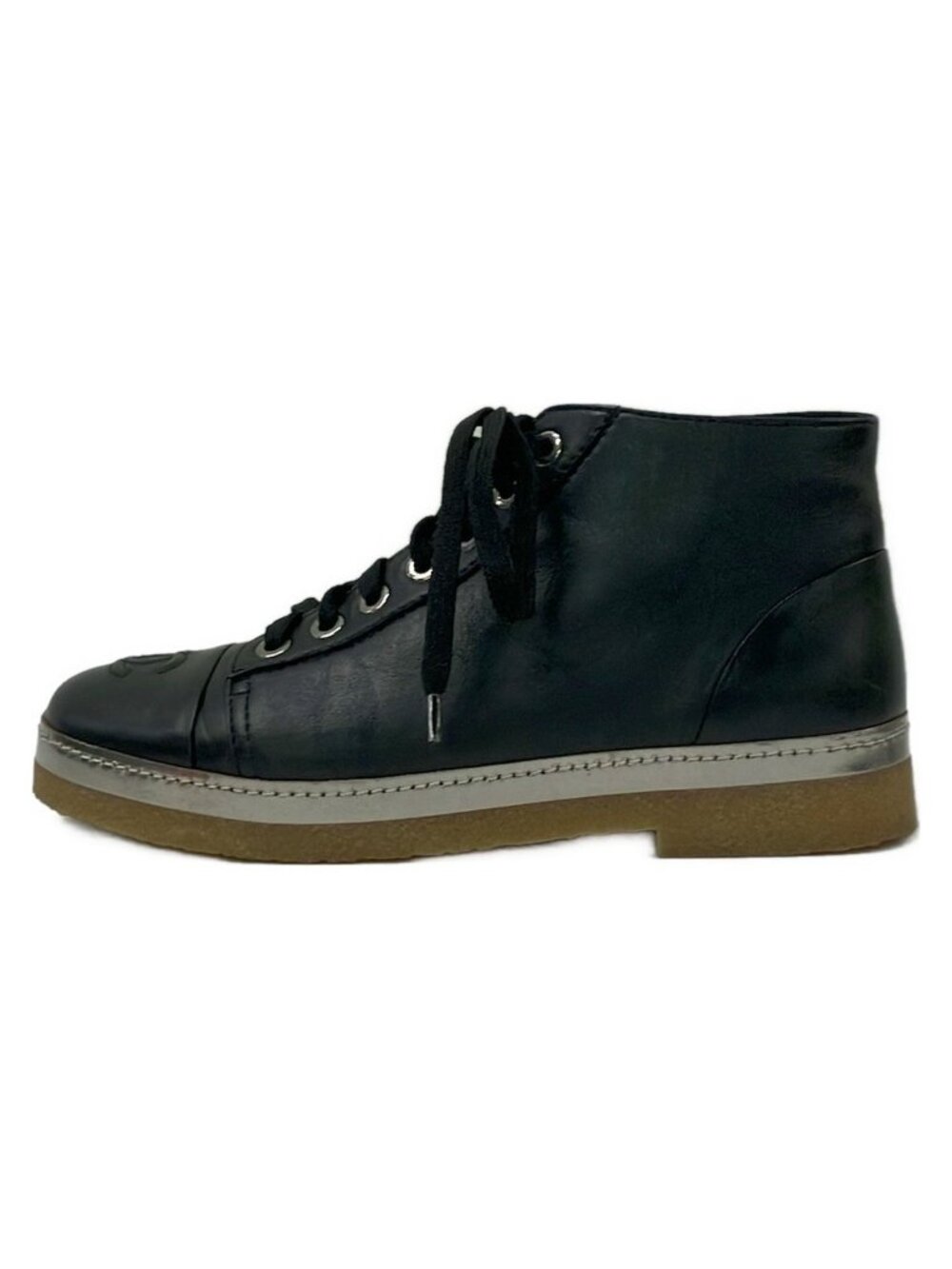 Chanel Sneakers 35 Black Leather